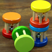 奥尔夫音乐乐器幼儿园早教教具儿童笼铃木质实木五柱摇铃