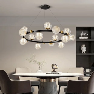 北欧吊灯客厅灯轻奢大气玻璃灯现代简约创意圆环餐厅卧室魔豆灯具