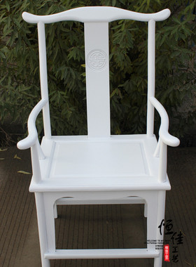 法欧美式南榆木家具复古田园全实木 白色太师椅官帽椅 坐椅