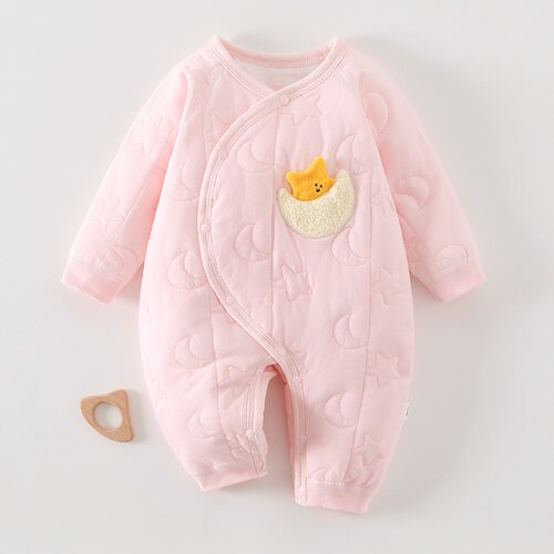 秋冬新生婴幼儿40g夹棉宝宝连体衣保暖棉服宝宝可爱加厚哈衣爬服