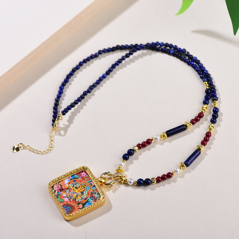 手工珠链草莓晶青金石项链吊坠绳快拆卡扣脖挂绳甜美简约万能链A