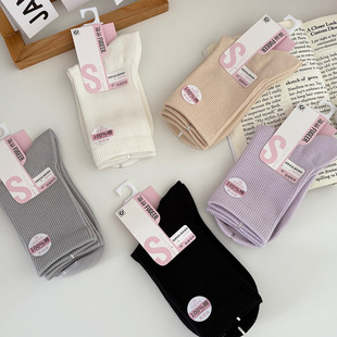 副歌女袜春秋纯棉中筒袜秋冬抑菌防臭全棉柔软中长筒棉袜透气女生
