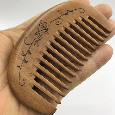 刻字梳子梳子10CM老桃木梳木天兰木梳桃木包包短弯背整木梳楠木