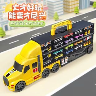 兒童軌道車玩具變形彈射大卡車軌道停車場合金汽車男孩2025新爆款