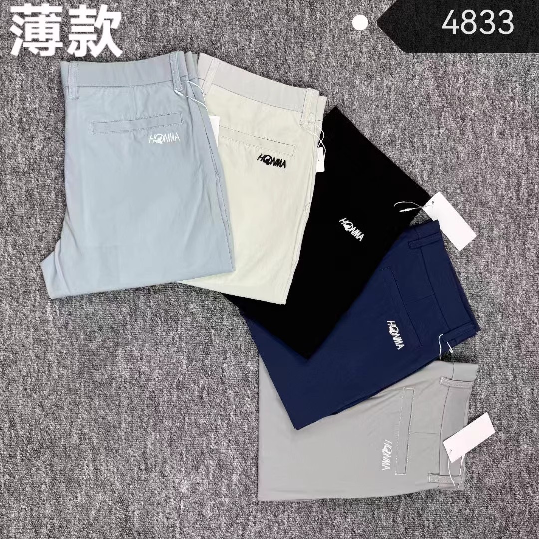 出口日韩高尔夫男士薄松紧腰带长裤子时尚修身弹力速干透气运动裤