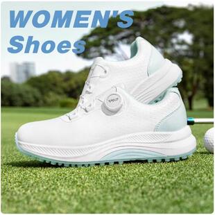 秋冬高尔夫球鞋女士防水旋钮扣子鞋带增高防滑女鞋韩国女款运动鞋