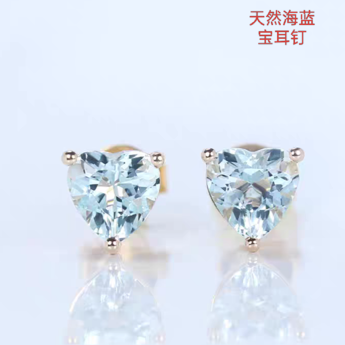 新品轻奢时尚天然海蓝宝耳钉女银镀18K金耳饰网红小红书爆款礼物,饰品/流行首饰/时尚饰品新,耳饰,淘宝优惠券,粉丝福利购,淘宝优惠卷