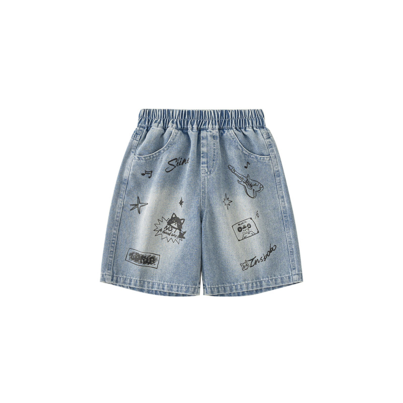 童装男童裤子夏季新款黑色线条图