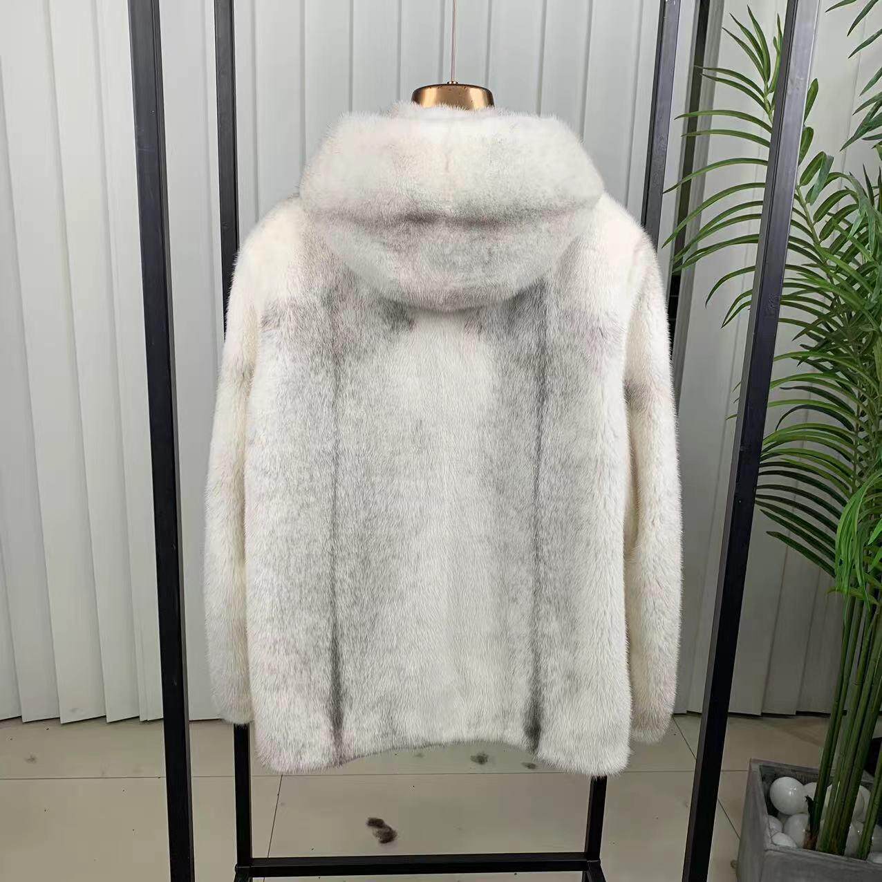 十字貂男款连帽拉链短款进口整貂皮大衣男真水貂毛天鹅绒皮草外套