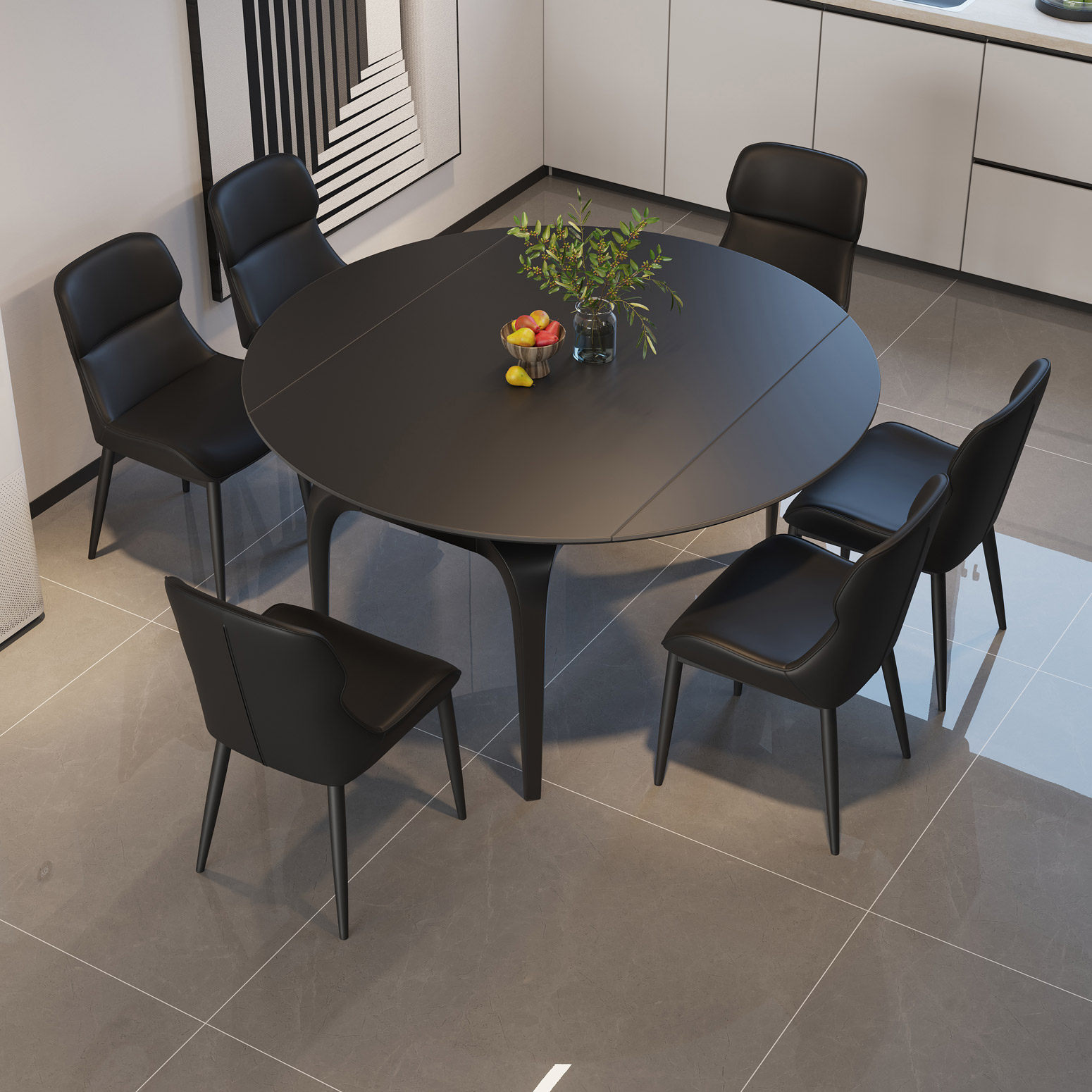 岩板餐桌伸缩折叠方圆两用2026新款高端家用餐厅现代轻奢可变圆桌