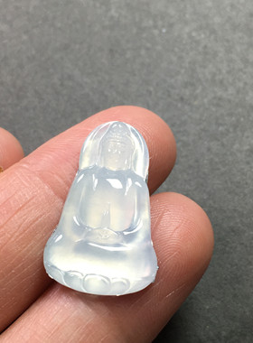 天然缅甸翡翠高白冰观音吊坠A货