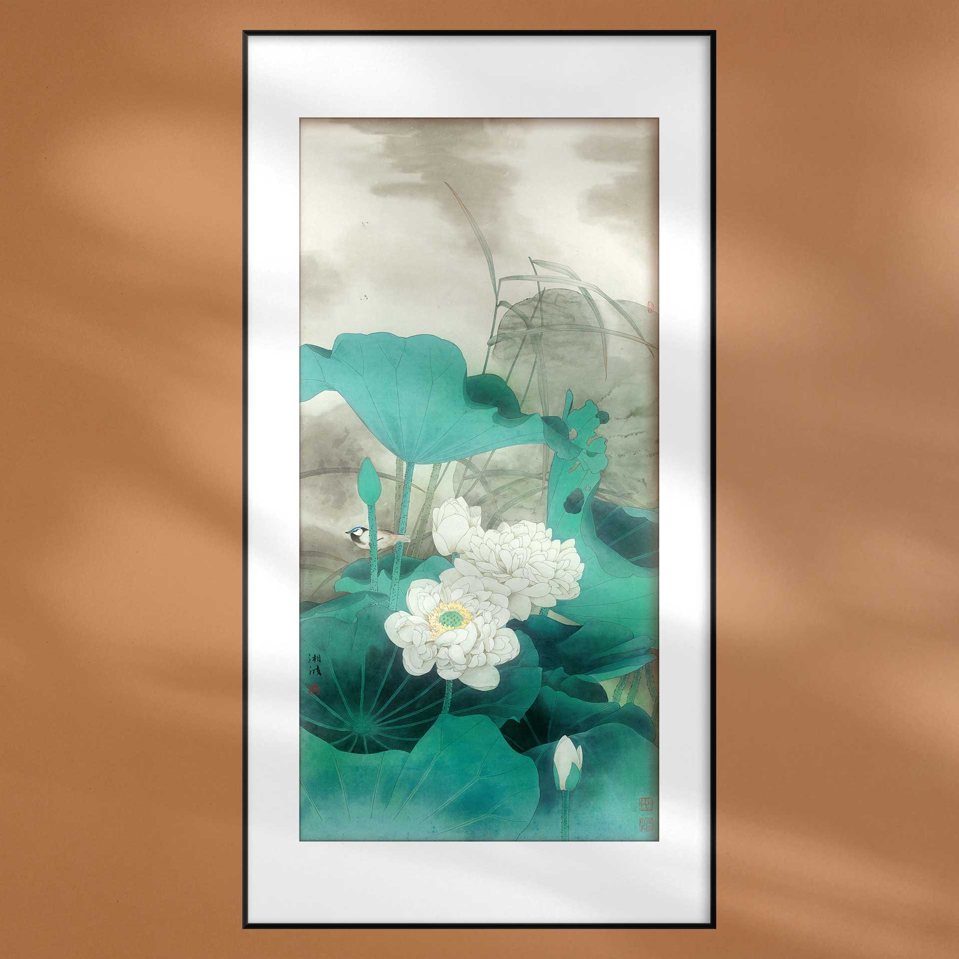 中国画荷花荷叶工笔花鸟画清雅新中式装饰画定制茶馆书房卧室配画图片