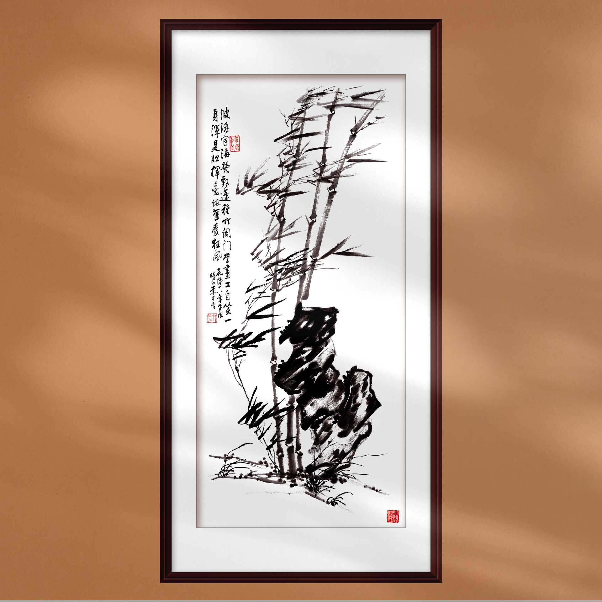 中国画水墨画风竹图中式家居装饰客厅卧室挂画芯装裱定制画框挂轴