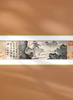 装饰画唐寅唐伯虎事茗图名家书画中式古典中国画客厅背景墙挂画框