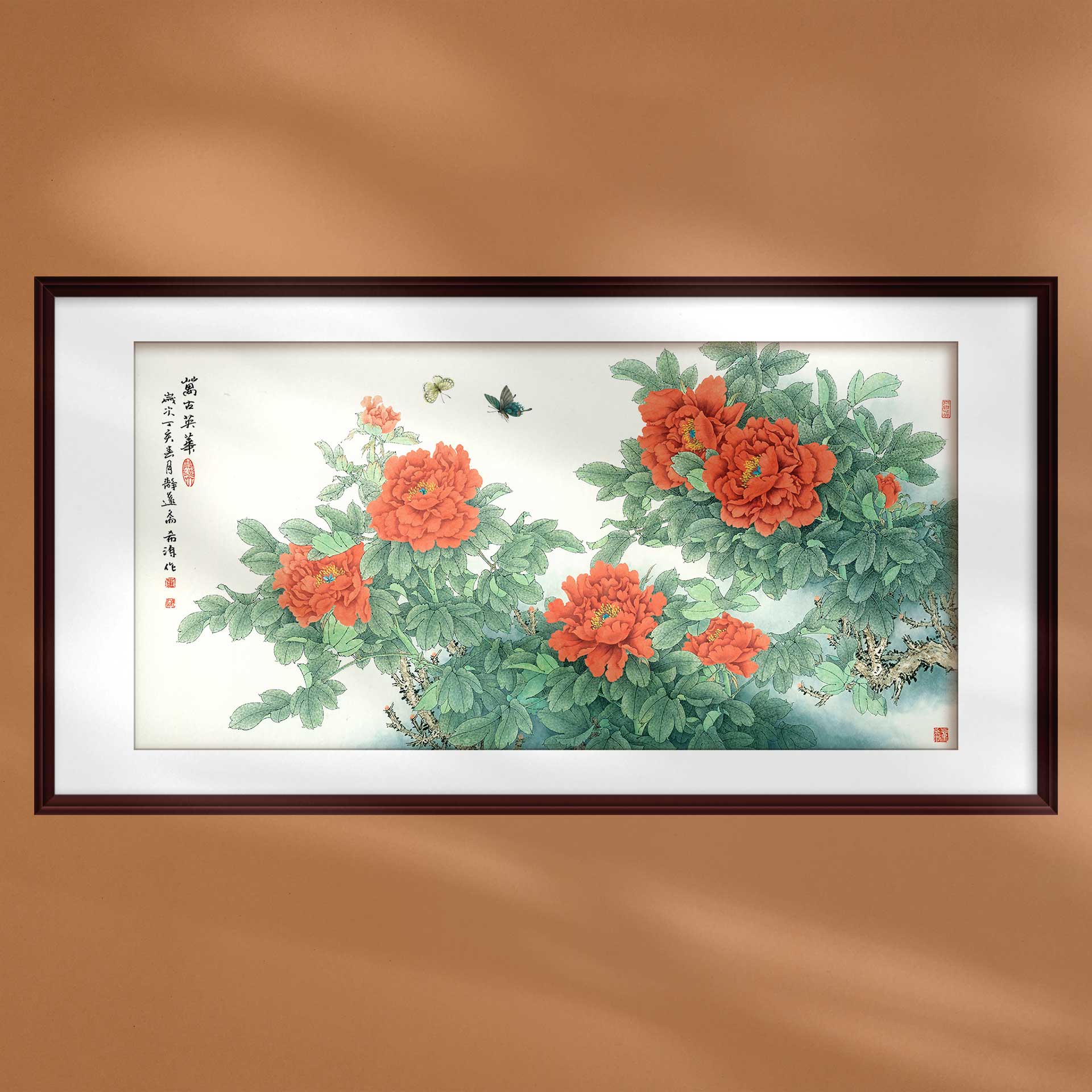 中国画花开富贵工笔牡丹花卉装饰画新中式客厅沙发背景墙画轴定制图片