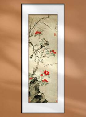 中国画花鸟水墨花卉装饰画书房客厅配画芯定制宣纸挂轴新中式画框