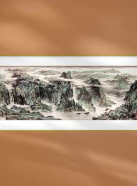 中国画风水装饰画青山绿水大画幅山水新中式客厅办公室沙发背景墙