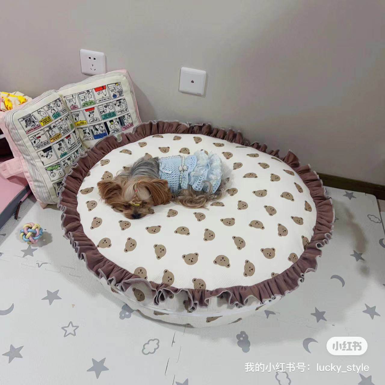 出口品质韩国小熊垫宠物幼犬猫咪舒适睡眠软垫圆床约克夏泰迪狗窝