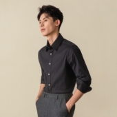 内搭西装 衬衣 衬衫 男纯色商务黑色免烫正装 易打理 吉约蒙长袖