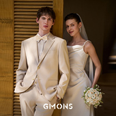 吉约蒙西装 男套装 新郎结婚礼服高级感香槟色伴郎服商务休闲西服