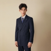 吉约蒙双排扣西服套装 礼服 结婚新郎西装 男士 蓝色高级感商务正装