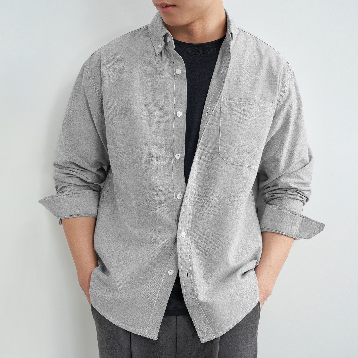 【纯棉牛津纺】吉约蒙衬衫男长袖商务休闲灰色易打理通勤春秋衬衣,男装,衬衫,淘宝优惠券,粉丝福利购,淘宝优惠卷