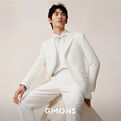 白色高级感商务休闲防油污新郎结婚礼服西装 吉约蒙西服套装 男正装