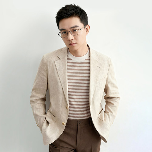 【法国亚麻】吉约蒙西装男套装商务休闲四季薄款通勤单西西服外套