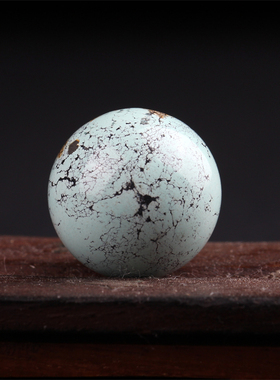 直径17.8毫米原矿高瓷绿松石隔珠文玩佛珠手串配饰7.08克