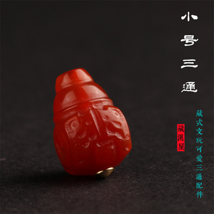藏式小号水滴一体式刻花玛瑙三通佛头配件diy金刚星月百香籽配饰