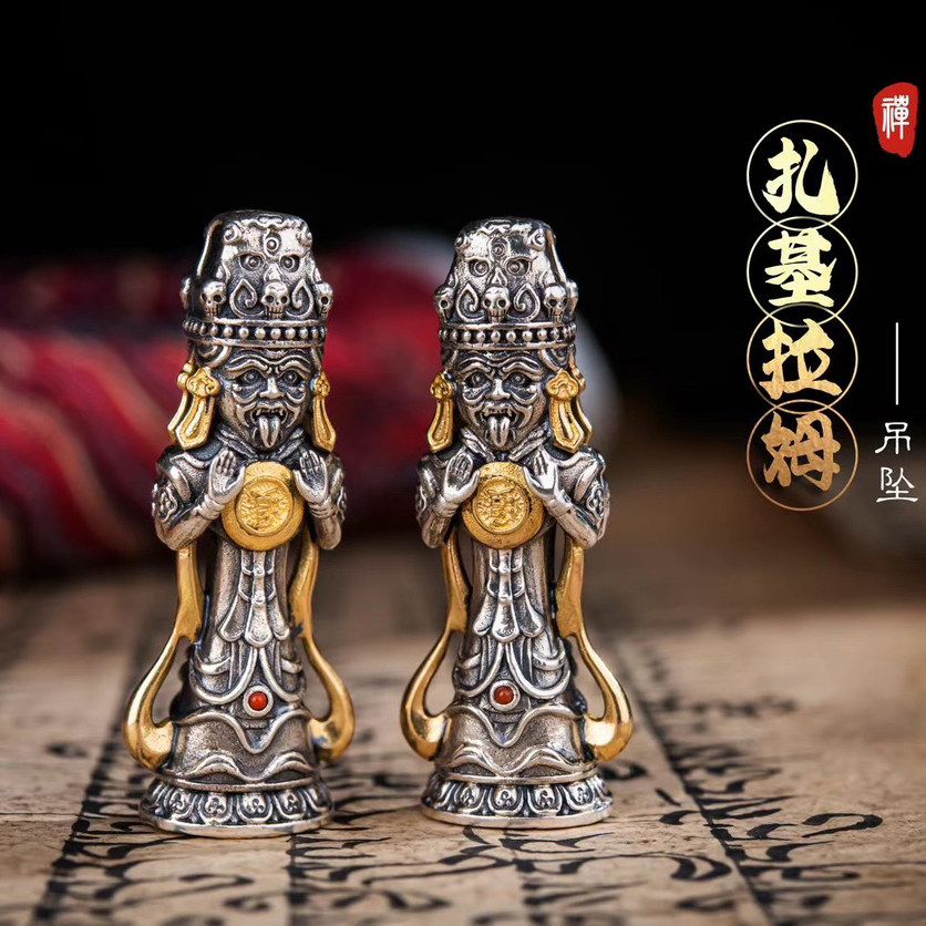 高档精品 复古手工纯银扎基拉姆财神民族风西藏饰品项链吊坠男女