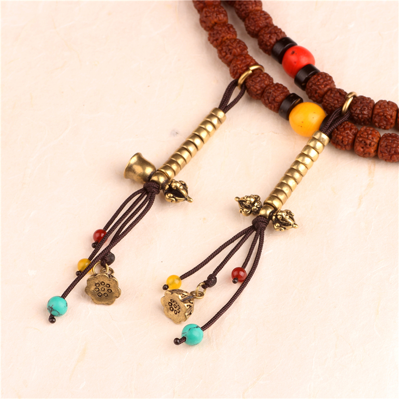 佛珠侧挂配饰铜莲蓬菩提手串挂件