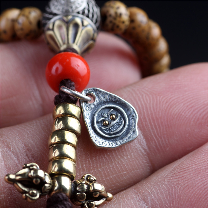 藏式纯银小号白拉姆手串饰品侧挂配件diy个性菩提百香籽配饰