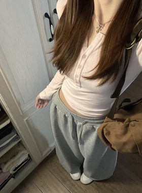 春秋冬新款韩系亨利领打底衫女 修身收腰正肩辣妹长袖T恤上衣内搭