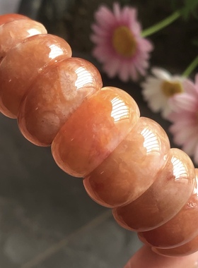 特惠款天然冰种红色珊瑚玉手牌水晶开口晶洞共生手排手链玉化通透