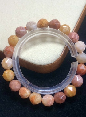 天然珊瑚玉8-9mm单圈手链钻石切面工艺彩色缤纷高透玉化菊花玉石