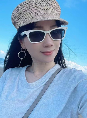 欧美复古豹纹猫眼美式墨镜女圆脸显瘦防白色潮流出游穿搭防晒眼镜