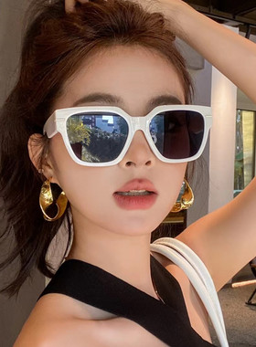 酷方眼镜欧美超酷复古大框穿搭墨镜防紫外线遮阳眼镜街拍宽腿眼镜