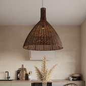 侘寂风民宿吊灯餐厅复古日式 藤编饭店楼梯大堂吧台创意设计师灯具