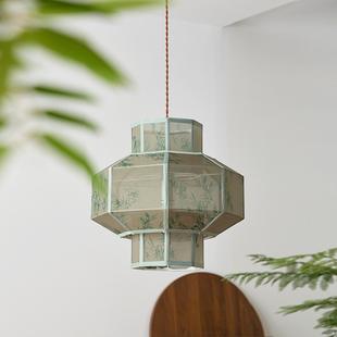 新中式吊灯  宋代美学复古民宿茶室餐厅餐桌布艺灯笼客厅家用灯具