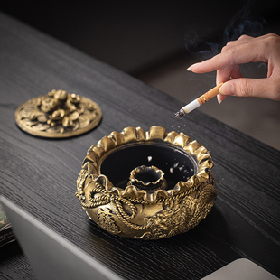 【福袋】树脂烟灰缸带盖防风防飞灰办公家用中式复古茶几客厅烟缸