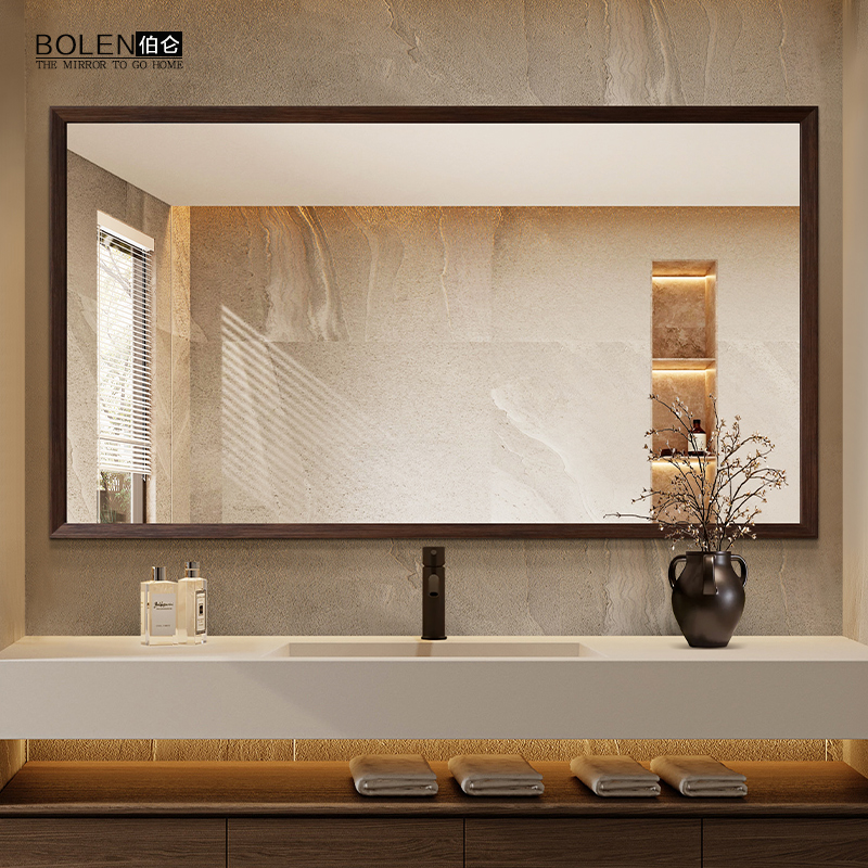 BOLEN实木中古风防爆浴室镜子