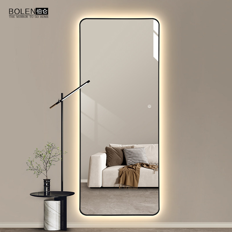 BOLEN轻奢全身镜子led灯镜立体穿衣镜智能试衣镜带灯玄关装饰镜_虎窝淘