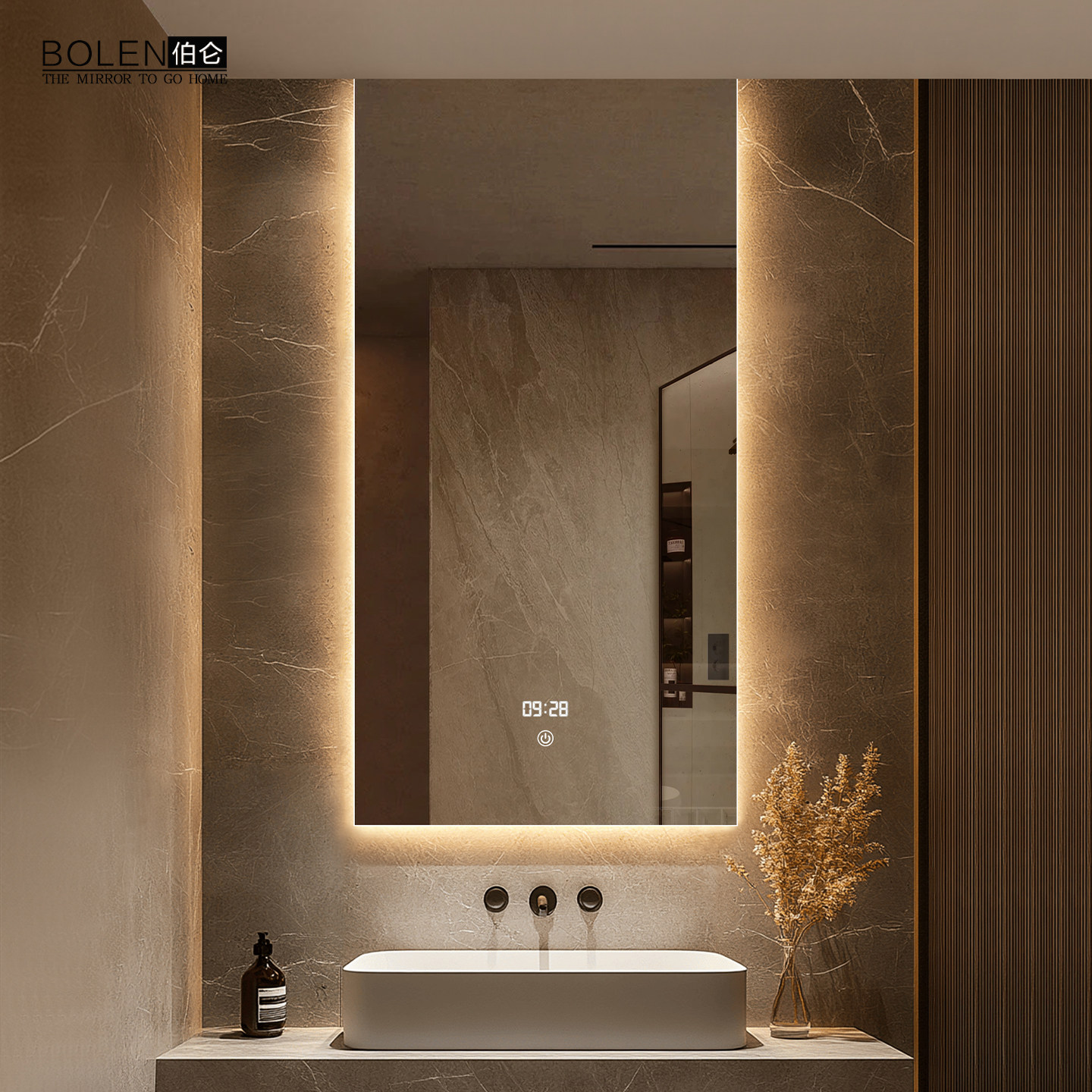 BOLEN 智能浴室镜家用通顶卫生间镜子挂墙超白长镜子梳妆镜卫浴镜