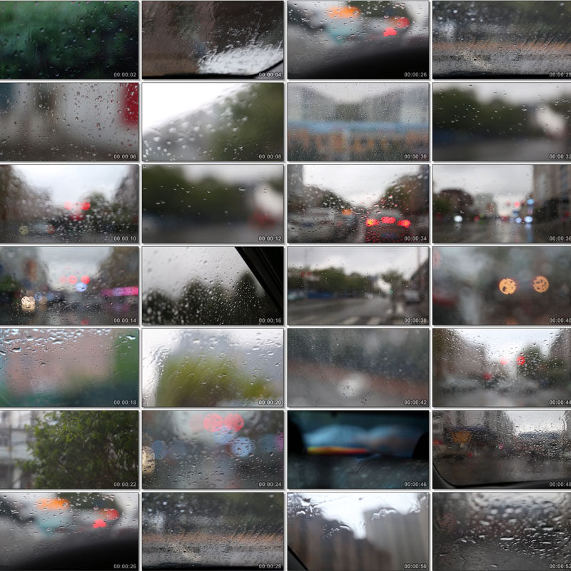 车内窗外窗户雨滴忧伤宁静伤感下雨天空境转场原创高清视频素材