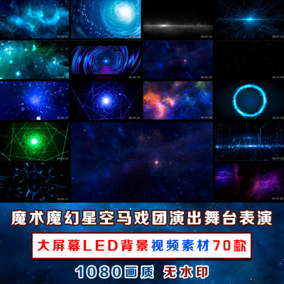 魔术星空魔幻魔法星云马戏团演出舞台表演大屏幕LED背景视频素材