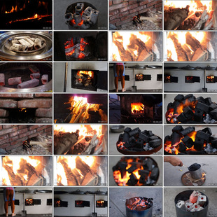 木炭炉灶生火炉子机制炭烧烤点炭柴火炉火商用高清视频素材