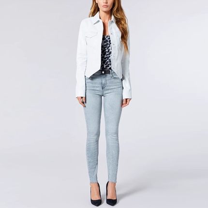 清仓现货 RtA denim高腰雪花浅灰色毛边显瘦紧身直筒小脚牛仔裤女