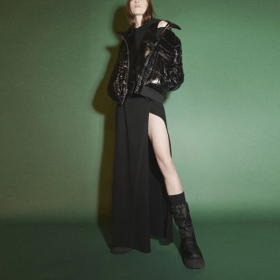 jacob denim 黑色抽绳针织拼接厚底增高中筒雪地靴女潮 RtA 现货