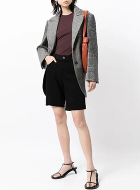 现货 RtA denim 高腰显瘦宽松纸袋牛仔自行车骑行中短裤女黑色